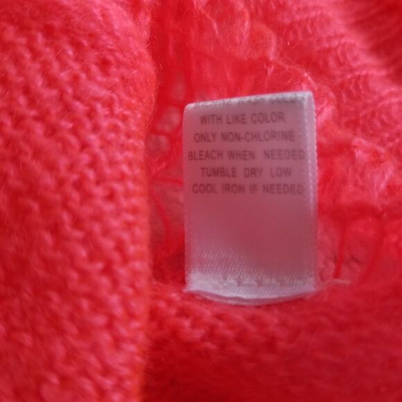 Kendall & Kylie‎ Sweater Neon Orange Open Weave Beach Zippered Shoulder Size S - Picture 9 of 11
